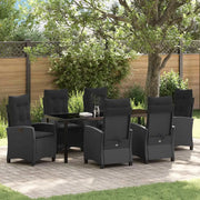 Set da Pranzo per Giardino con cuscino 7 pcs Nero polyrattan 3380377