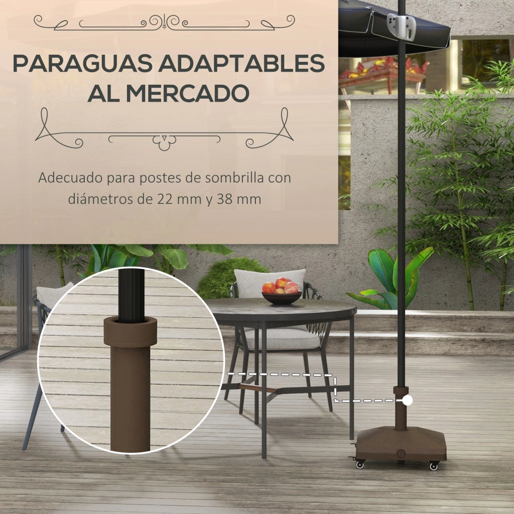 Base per Ombrellone con Ruote ¨C zephmum ¨C Marrone, Resina, Riempibile Sabbia/Acqua
