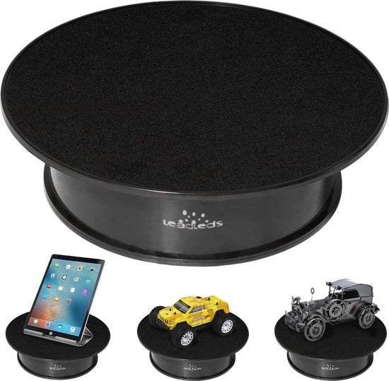 Draaiplateau elettrico per gioielli e collezioni - 20,3 cm, velluto nero, rotazione 360 gradi
