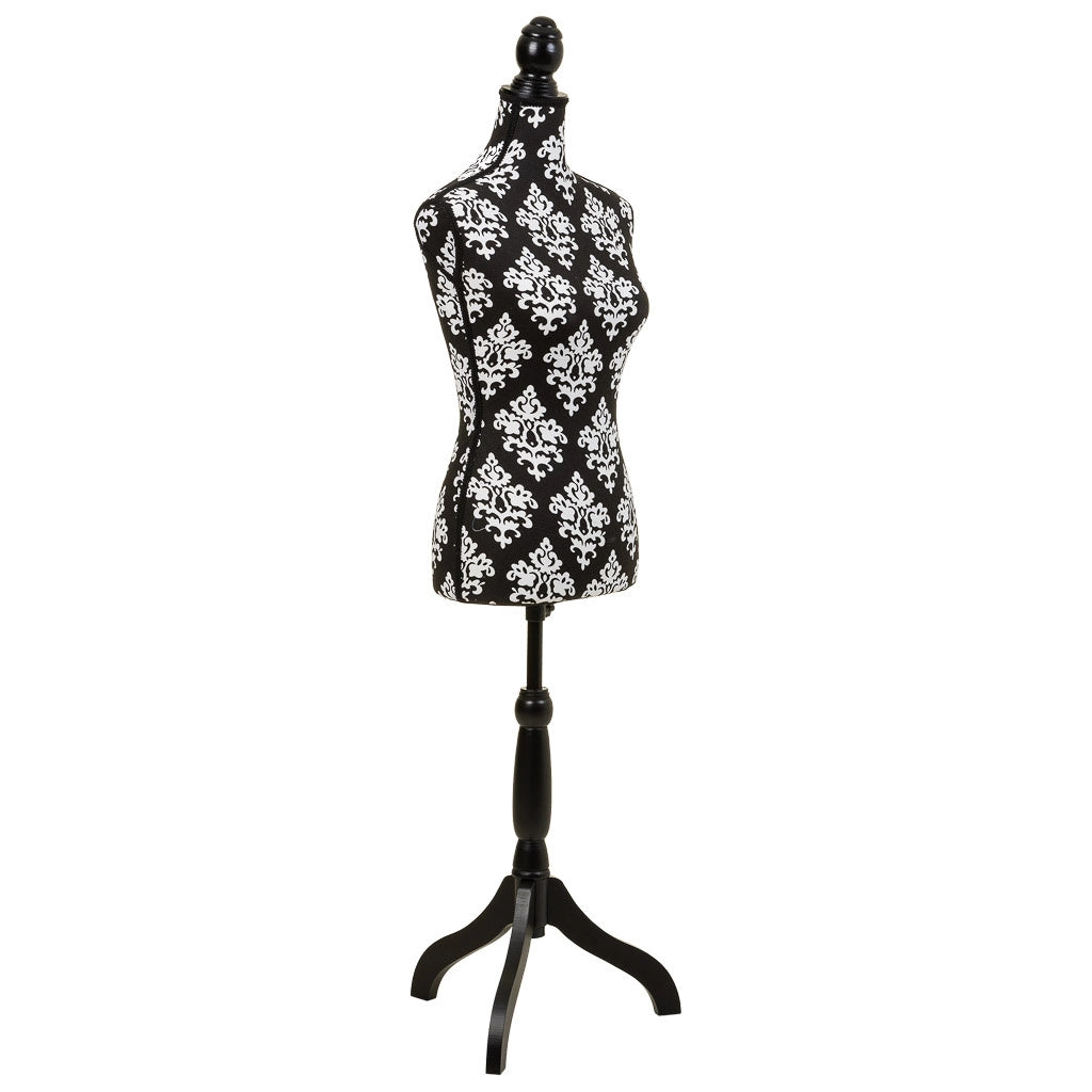 Manichino in legno e schiuma rivestito in tessuto nero 24x37,5x168h