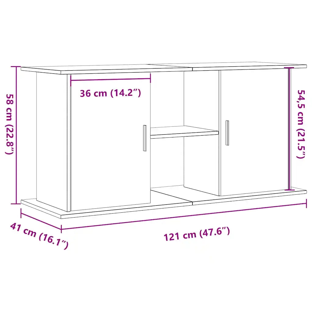 Supporto Acquario 121x41x58cm in Legno Multistrato Legno Antico