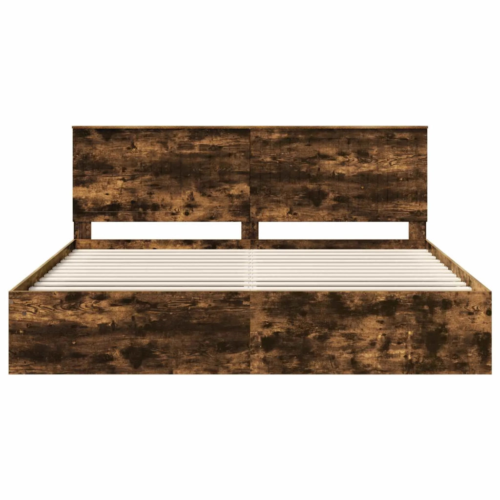 Letto matrimoniale | Letto per adulti | Struttura del letto Rovere fum¨¦ 200 x 200 cm Pino massello