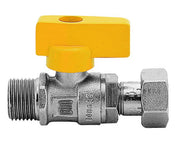 RUBINETTO GAS IN OTTONE DRITTO CON FARFALLA MASCHIO DADO GIREVOLE 1/2X3/4   ENOLGAS BONOMI SPA