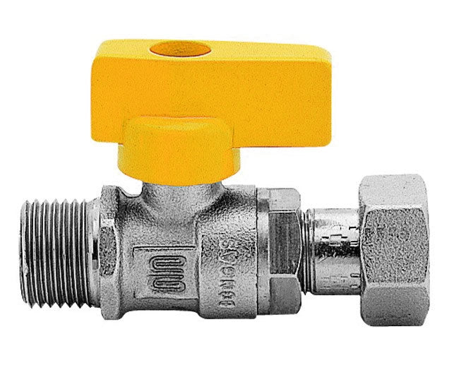 RUBINETTO GAS IN OTTONE DRITTO CON FARFALLA MASCHIO DADO GIREVOLE 1/2X3/4   ENOLGAS BONOMI SPA