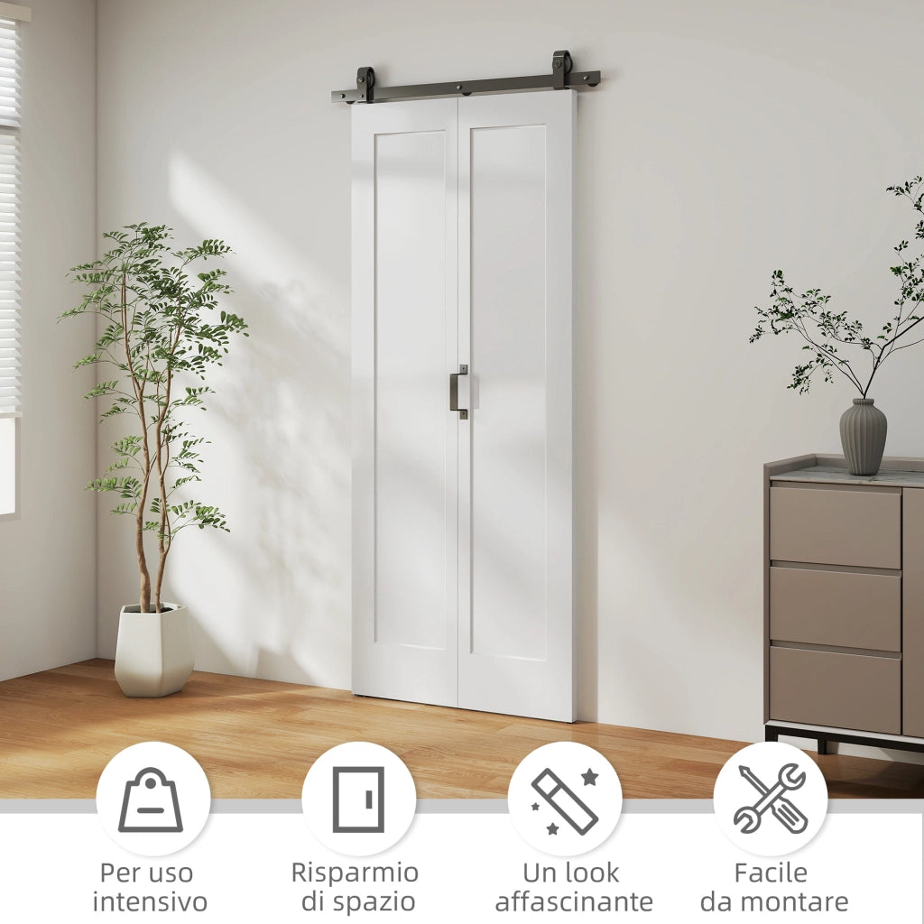 Porta Scorrevole Pieghevole ¨C Xylo ¨C Bianco Verniciabile 90x210 cm