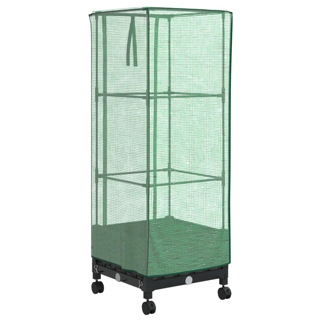 Vaso da Giardino con Copertura per Serra e Ruote Nero PP 3422925
