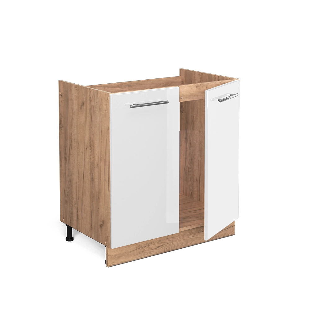 Vicco Mobile lavello cucina Bianco lucido 80 cm senza piano di lavoro