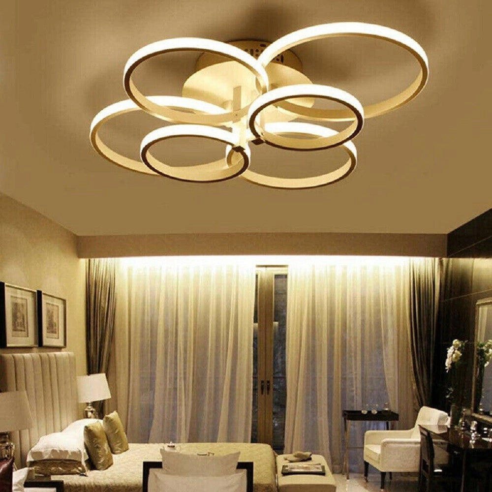 Trade Shop - Plafoniera Led Moderno 6 Anelli Lampadario 51 W Luce Fredda Calda Naturale C08 -