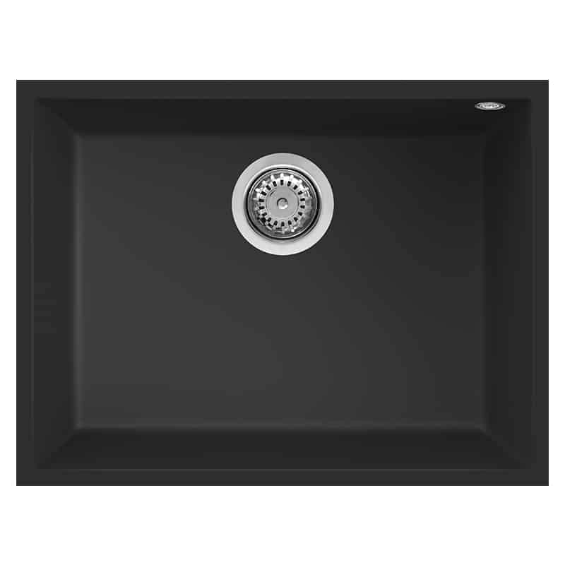 Lavello Elleci Incasso 1 vasca 58x44 Quadra 110 Sottotop Keratek Plus Nero Black Assoluto LKQ11086BSO