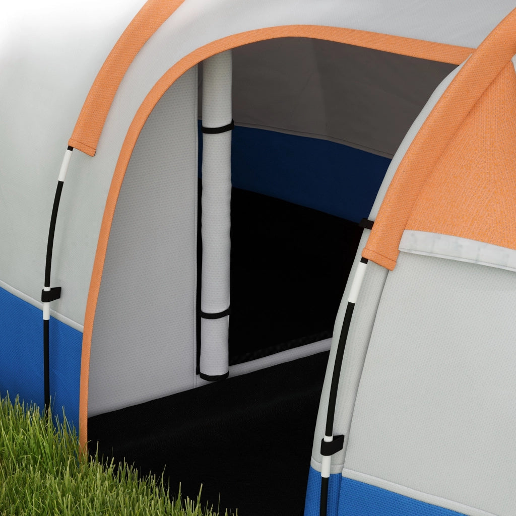Tenda da Campeggio Impermeabile 420x200x150 cm con 2 Aree e 3 Ingressi in Poliestere e Fibra di Vetro