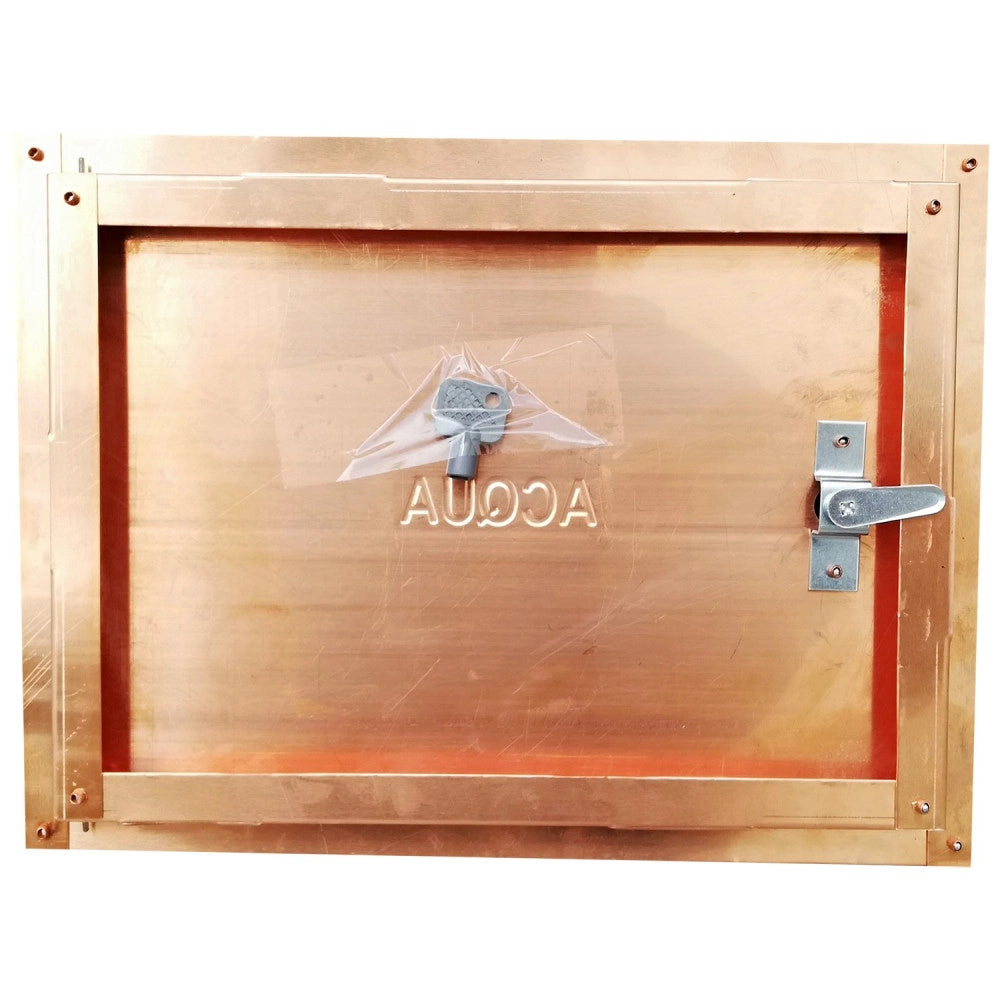 Sportello portello porta rame per chiusura nicchia contatore acqua, scegli se  lc 70 x hc 50 cm ( ln 66 x hn 46 cm )