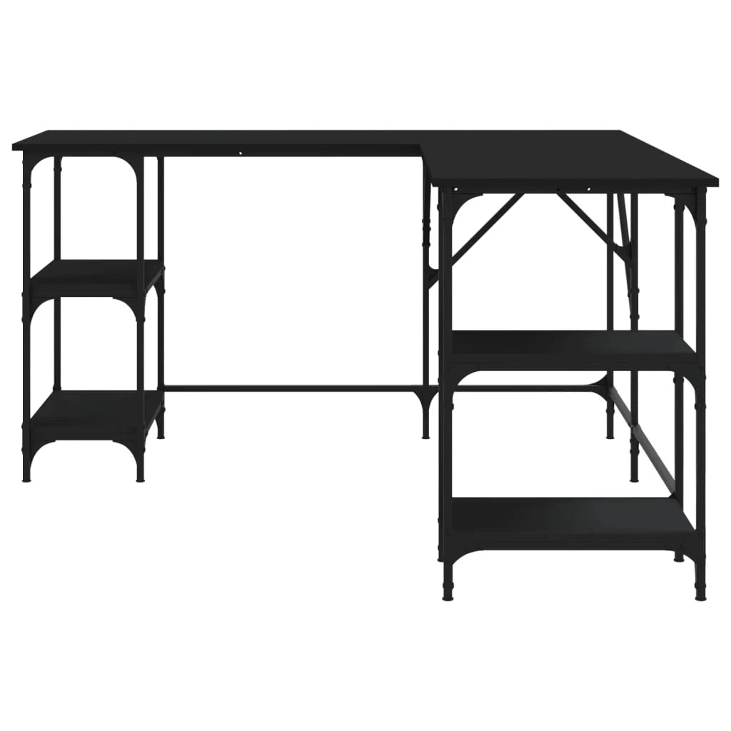 Scrivania tavolo postazione di lavoro mobile per computer studio 139 x 139 x 75 cm legno ingegnerizzato nero 02_0023902