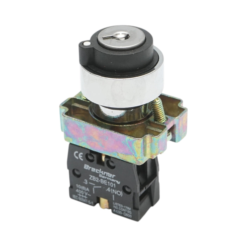 Selettore a 2 posizioni con blocco e chiave 1NO, 400V/10A, LAY5-BG21 Breckner Germany