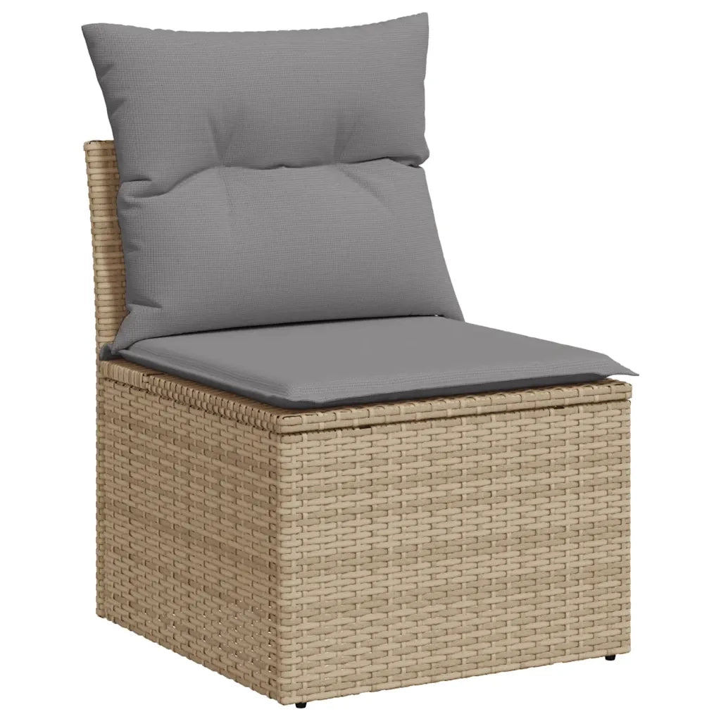 Sedia Giardino Senza Braccioli con Cuscini Beige in Polyrattan