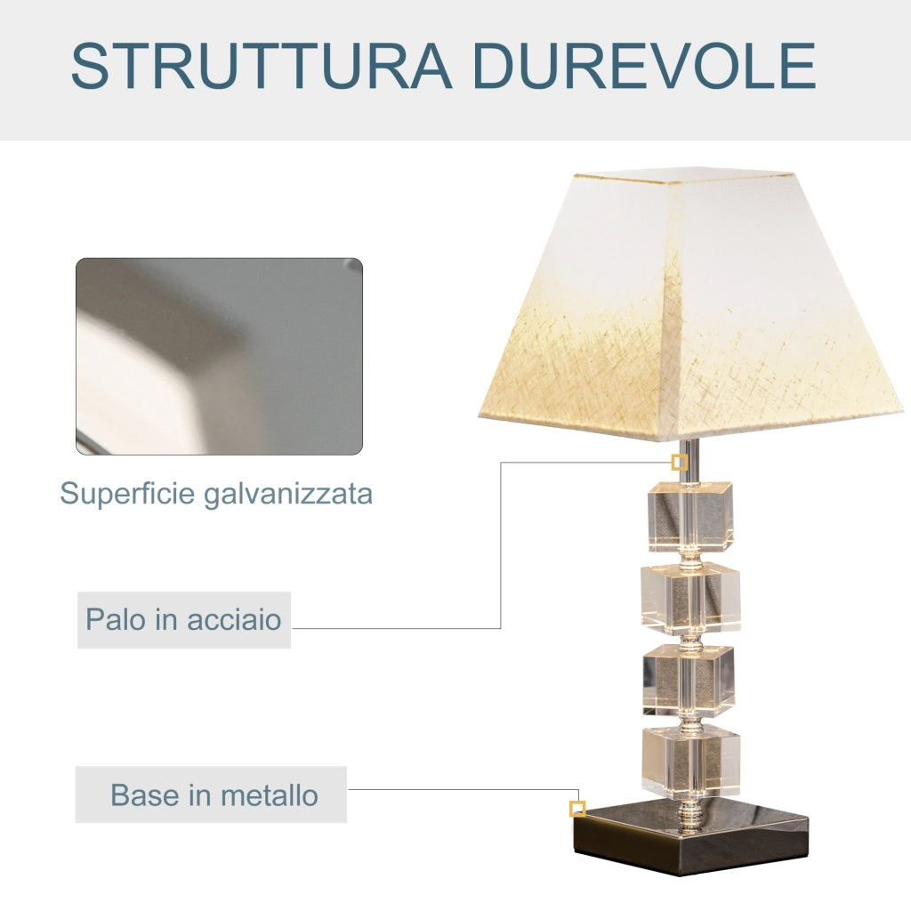 Easycomfort Lampada da Tavolo Moderna con Cristalli Girevoli, Attacco E14, Abat jour da Comodino, Casa e Ufficio