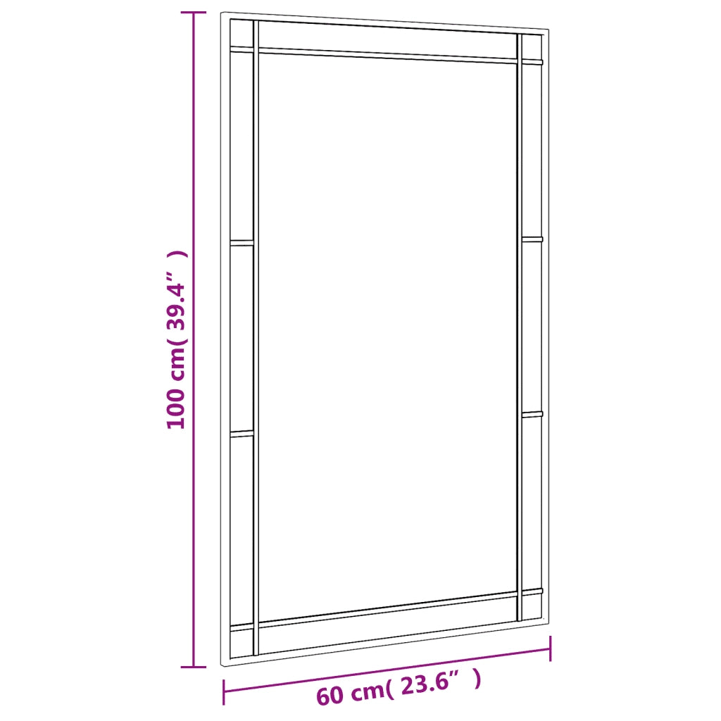 Specchio da Parete-Specchio a muro Nero 60x100 cm Rettangolare in Ferro