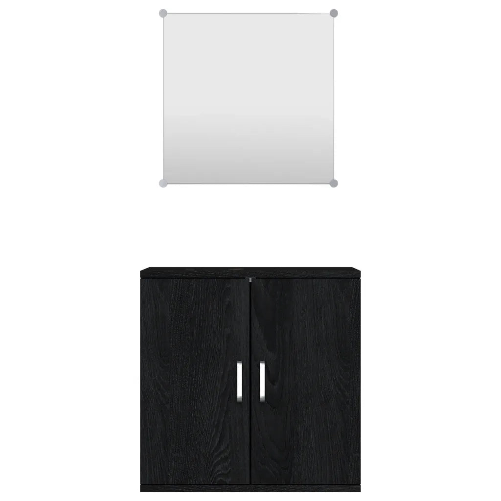 Set Mobili da Bagno 2 pz Nero in Legno Multistrato 242559