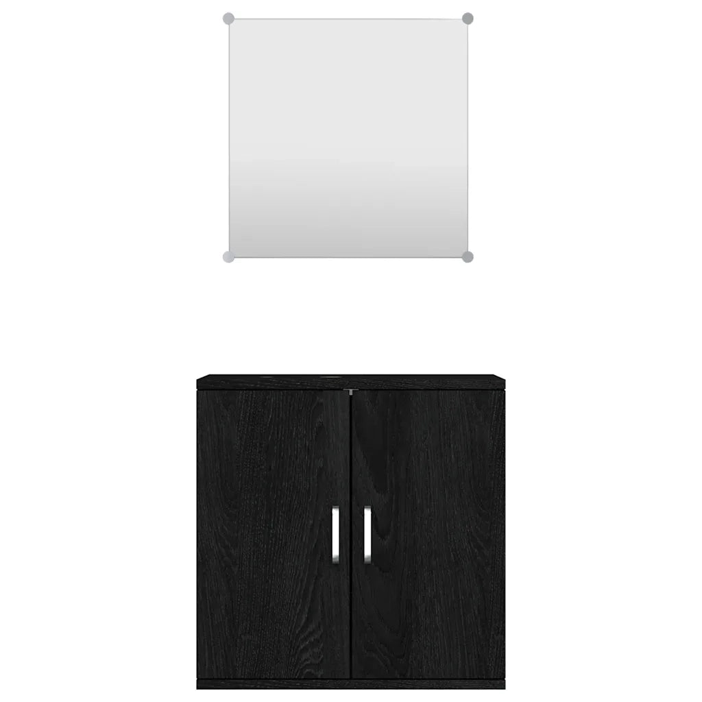 Set Mobili da Bagno 2 pz Nero in Legno Multistrato 242559