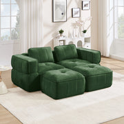 Divano modulare 198x162x67 cm con base antiscivolo in poliestere verde