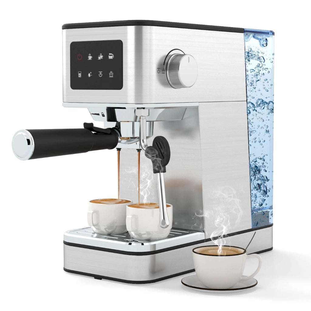 Macchina da caff¨¨ da 20 bar con montalatte con schermo a sfioramento e 1-Macchina per espresso in acciaio inossidabile Argento