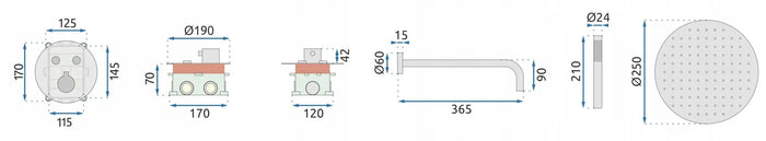 Set Doccia Da Incasso Rea Lungo Black Matt Box