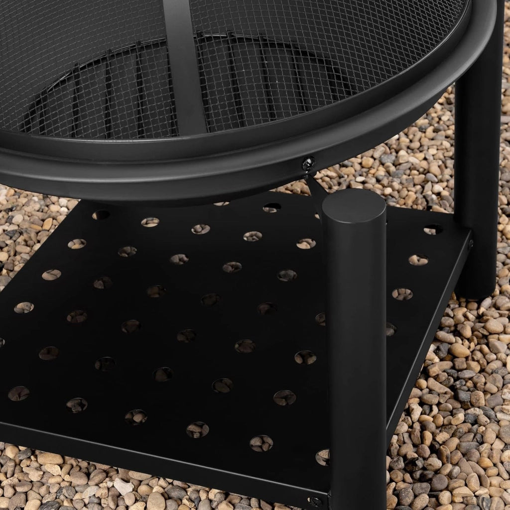 Deuba Braciere Rotondo Ø 55cm Attizzatoio Parascintille Ripiano Portaoggetti Camino Giardino Stufa