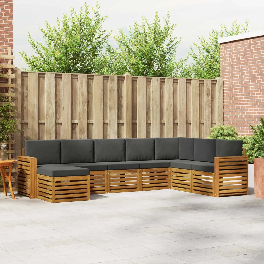 Set di divani da esterno con cuscino 8 pcs Naturale e Antracite