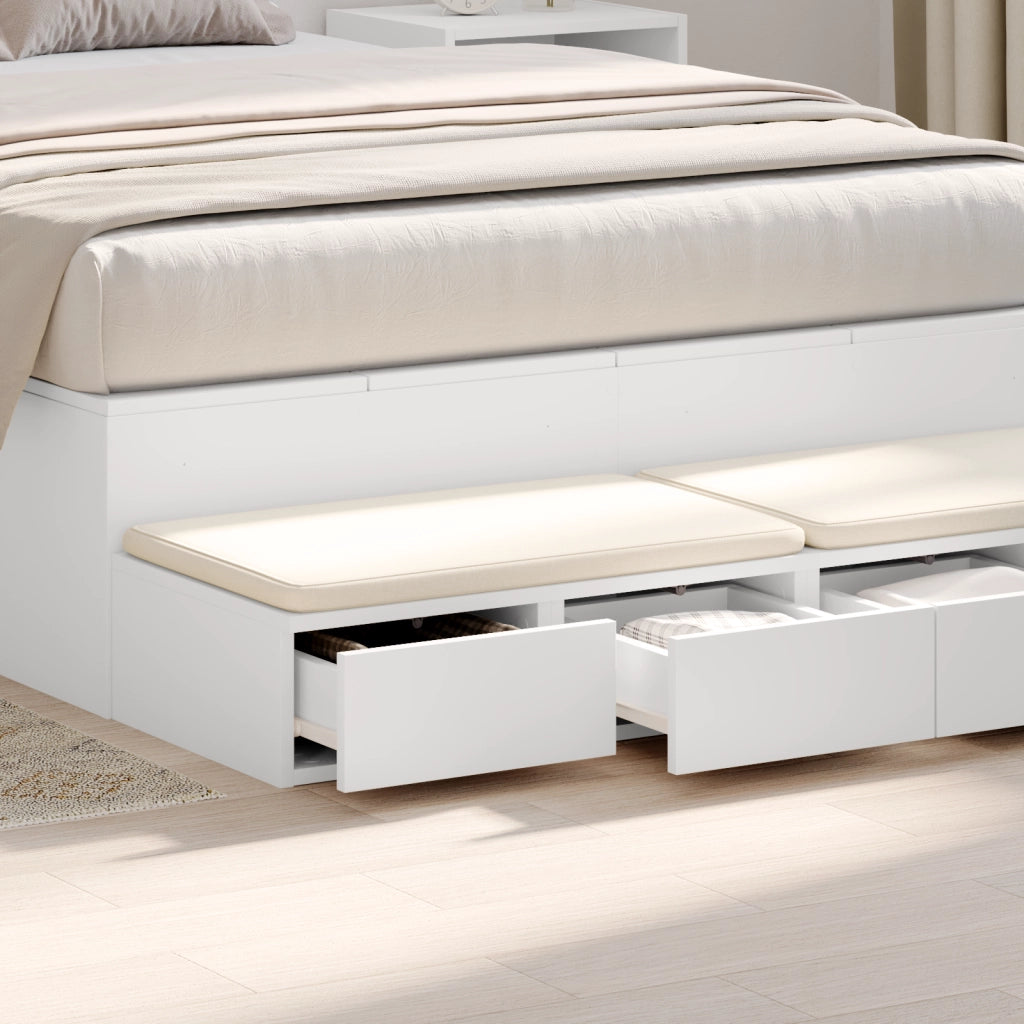 Cassetti per Letto Bianco 120x36,5x16,5 cm Legno Ingegnerizzato