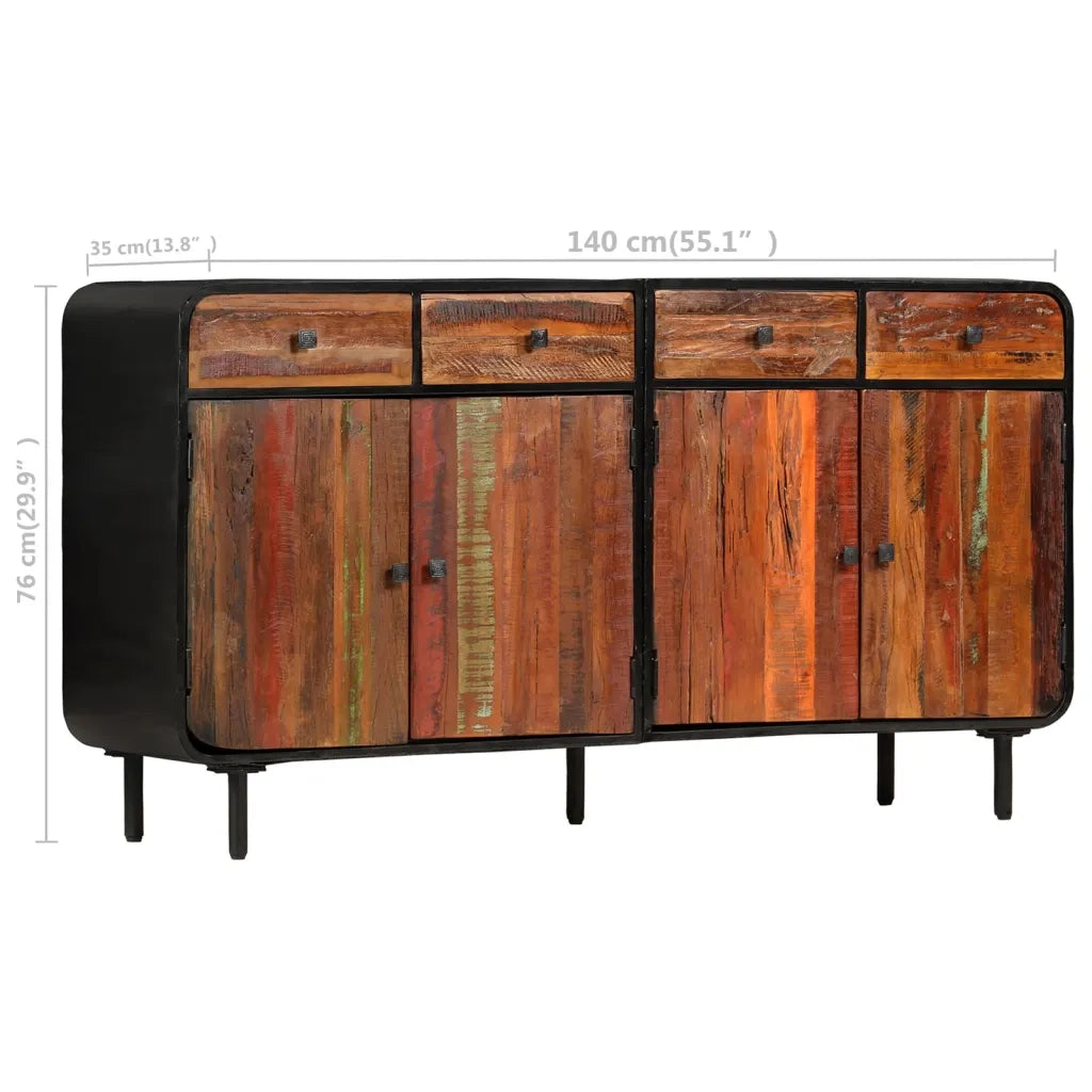 Credenza in Legno Massello di Recupero 140x35x76 cm 282885