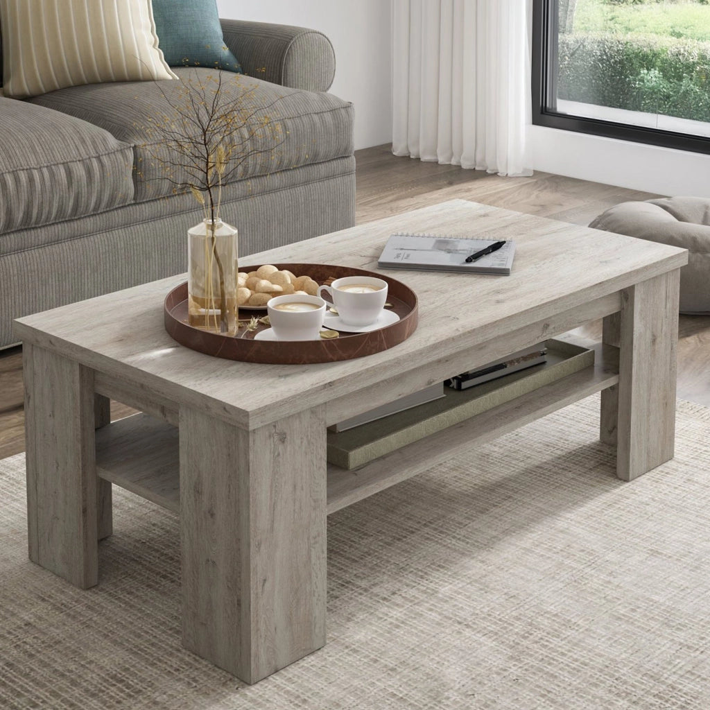 Mergozzo, Tavolino da Salotto un Vano, 110x55x41h cm Grigio Rovere Grigio