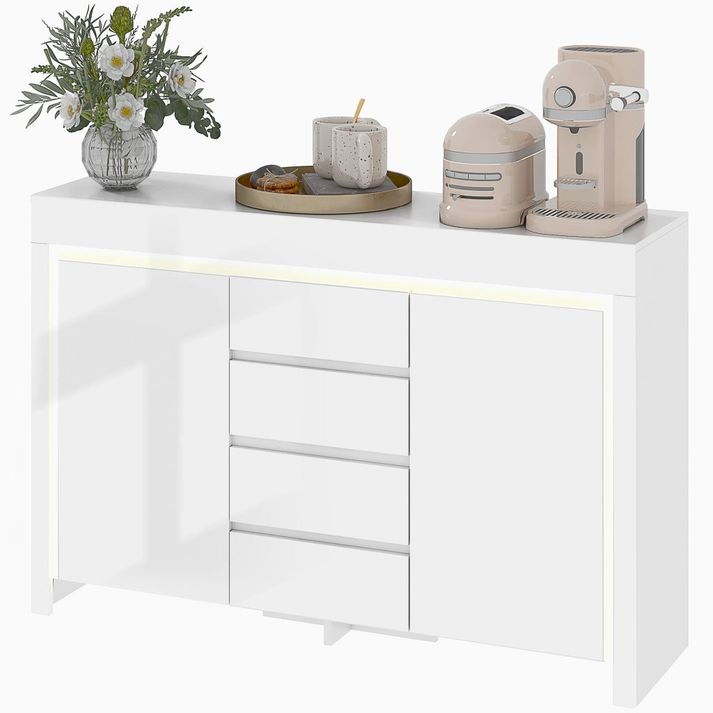 Buffet con cassetti e ante ¨C zephmum ¨C 120x34x80 cm bianco lucido