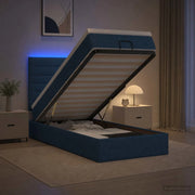 Letto Ottomano con Materasso e LED Blu 90 x 190 cm Tessuto 3457957