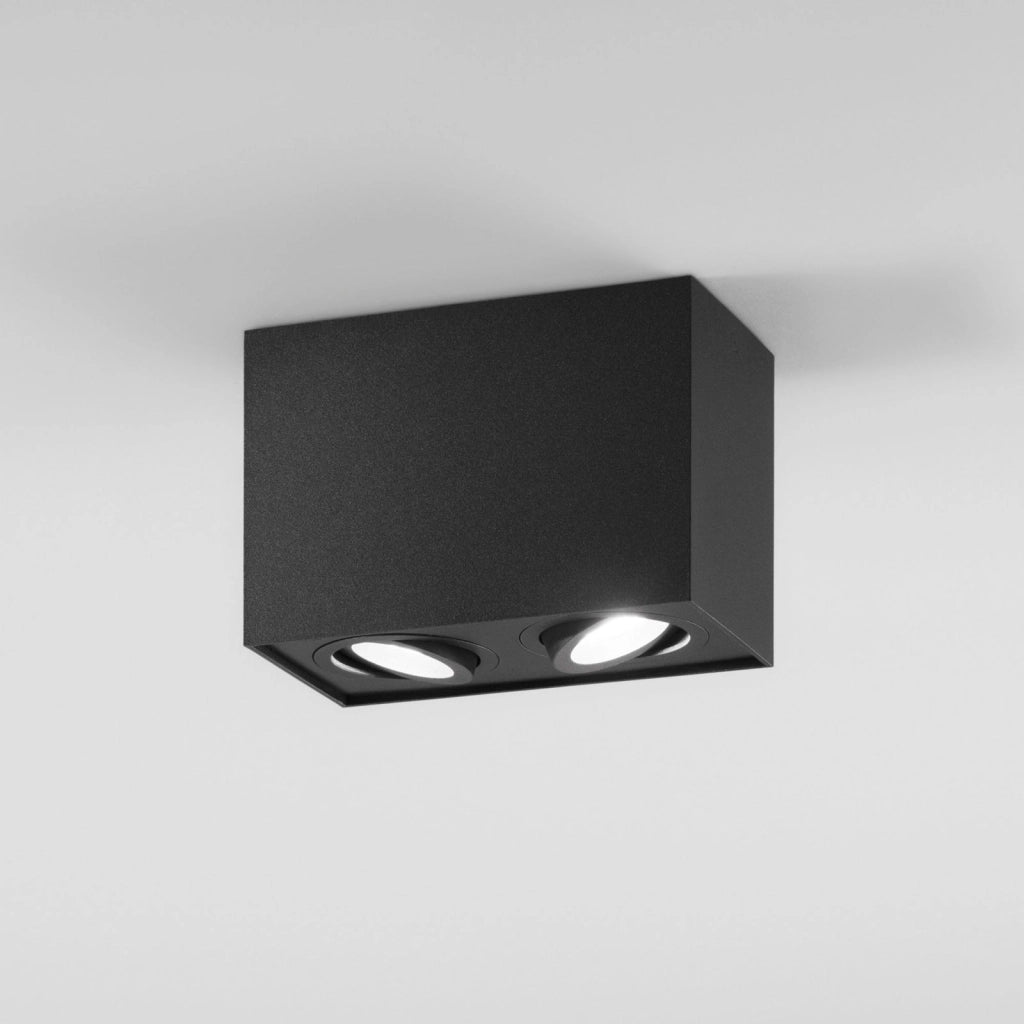 PLAFONIERA TOWN NERA QUADRATA 2 LUCI ATTACCO GU10 17,8X9,6X12,5CM