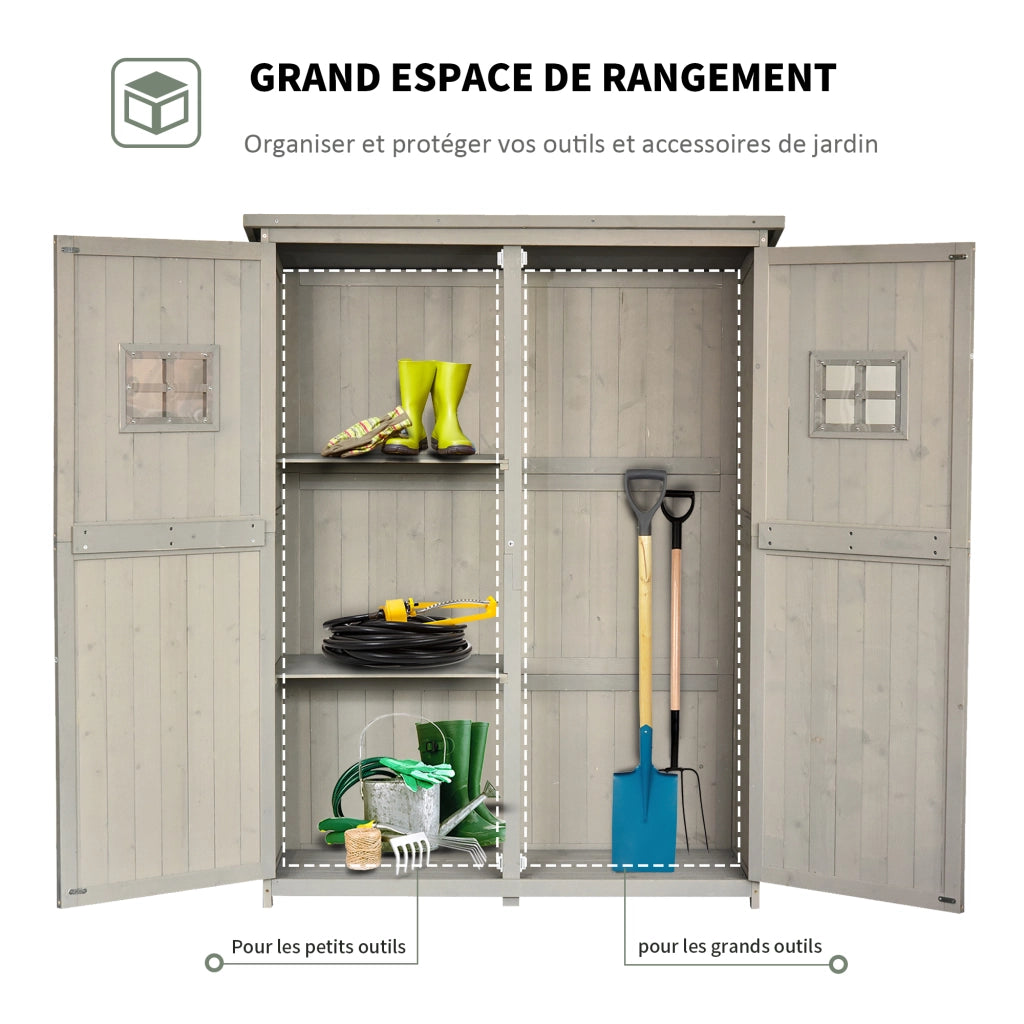 Armadio da Giardino in Legno Massello ¨C zephmum ¨C Grigio 127.5x50x164 cm