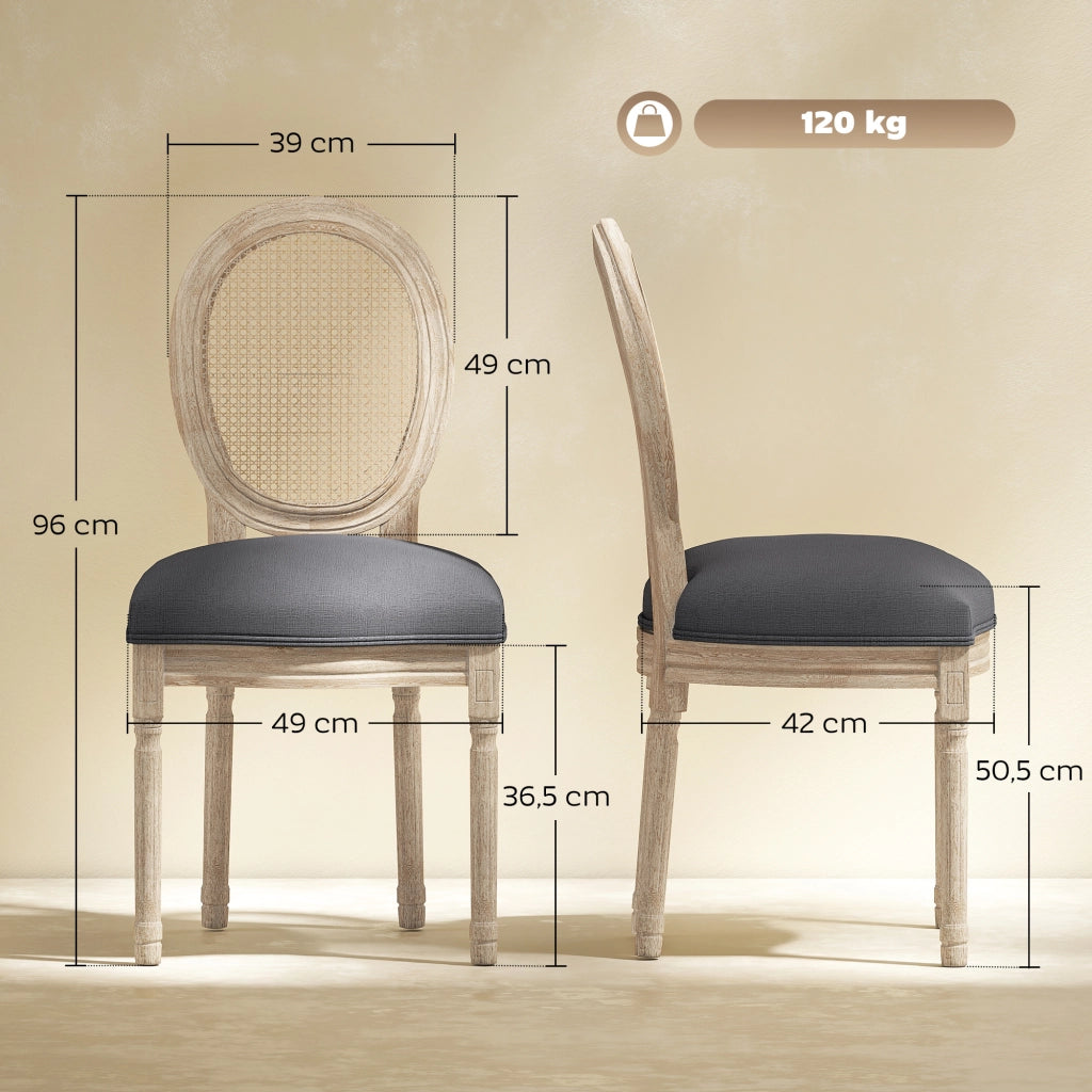 Sedie da pranzo ¨C Zephmum ¨C Set 2 pezzi, imbottite, velluto grigio, design retr¨°