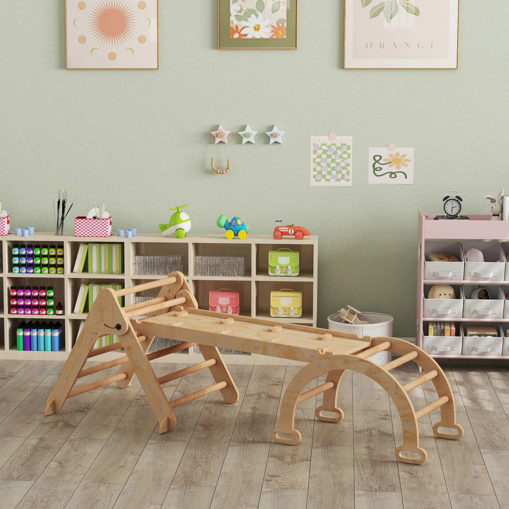 Gioco per Bambini 5 in 1 con Triangolo Parete Liscia e Arco 188x70x59 cm in Legno di Pioppo e Pino
