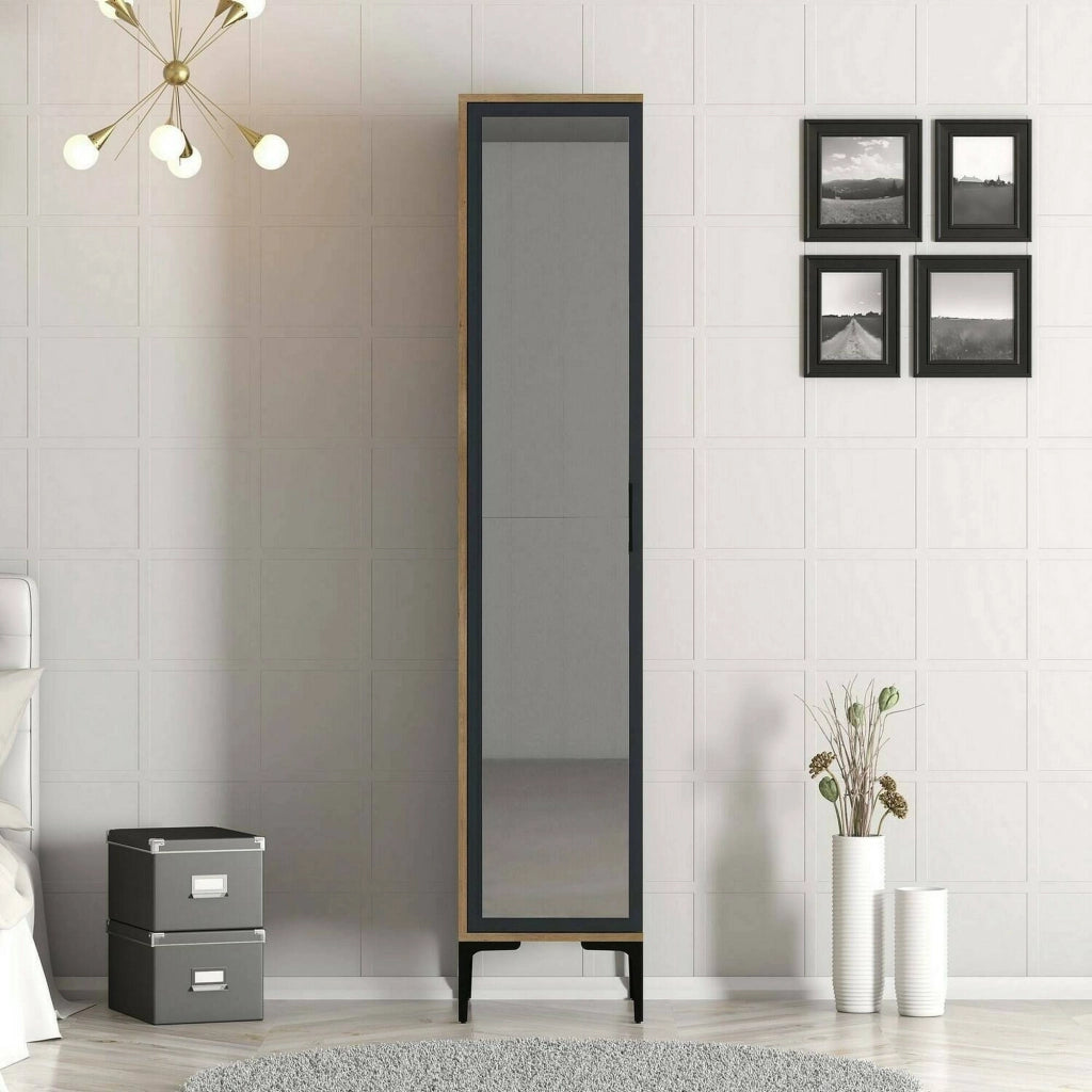 Asfodelo, Armadio Multiuso 1 Anta Appendiabiti, 40x201h cm Marrone Noce