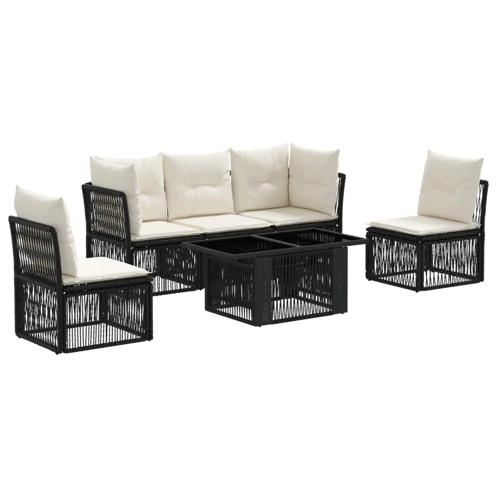 Set Divano da Giardino 6 pz Nero polyrattan 3436435