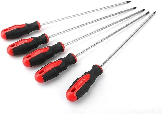 Set di chiavi Torx extra lunghe per riparazioni domestiche - Lunghezza della maniglia 12"/300mm - T15-T30 - Magnetico - Sicuro - Acciaio S2