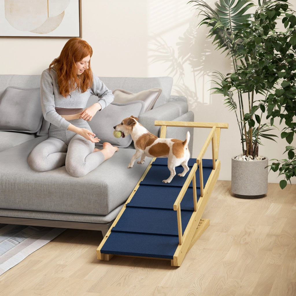 Rampa per Cani ¨C zephmum ¨C Regolabile, Pieghevole, Legno, 85x40x61 cm, Nero