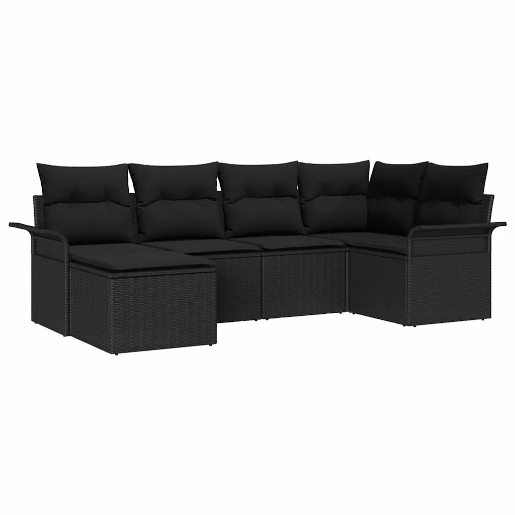 Set Divano da Giardino con archiviazione 6 pcs Nero polyrattan 3354102