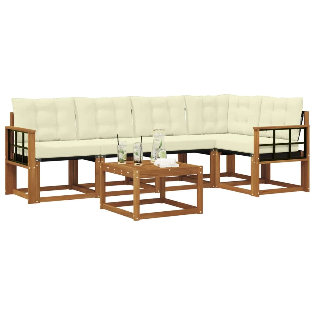 Set di divani da esterno con cuscino 6 pcs Naturale e Crema 3368693