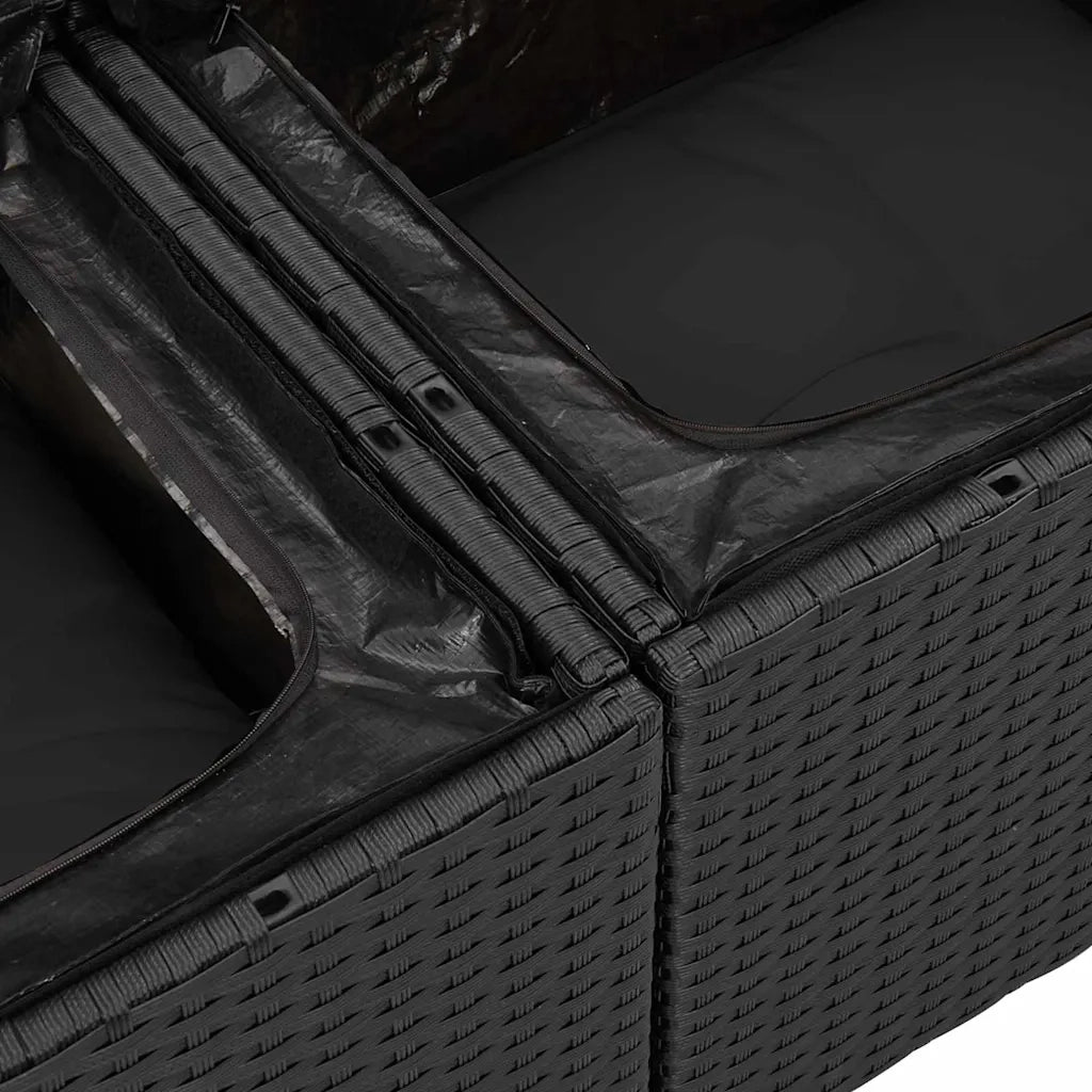 Set Divano da Giardino con cuscino 8 pcs Nero