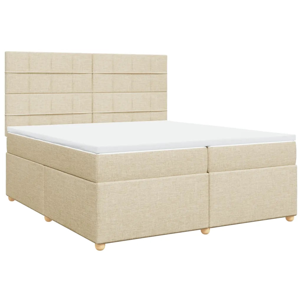 Giroletto a Molle con Materasso Crema 200x200 cm in Tessuto
