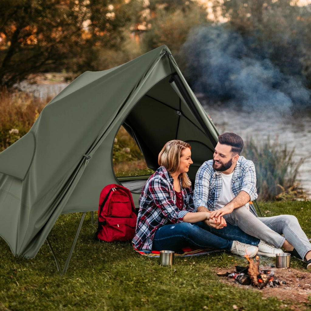 Combinazione pieghevole per campeggio all'aperto borsa con ruote, Tenda da campeggio per 2 persone telo antipioggia Verde-Tende
