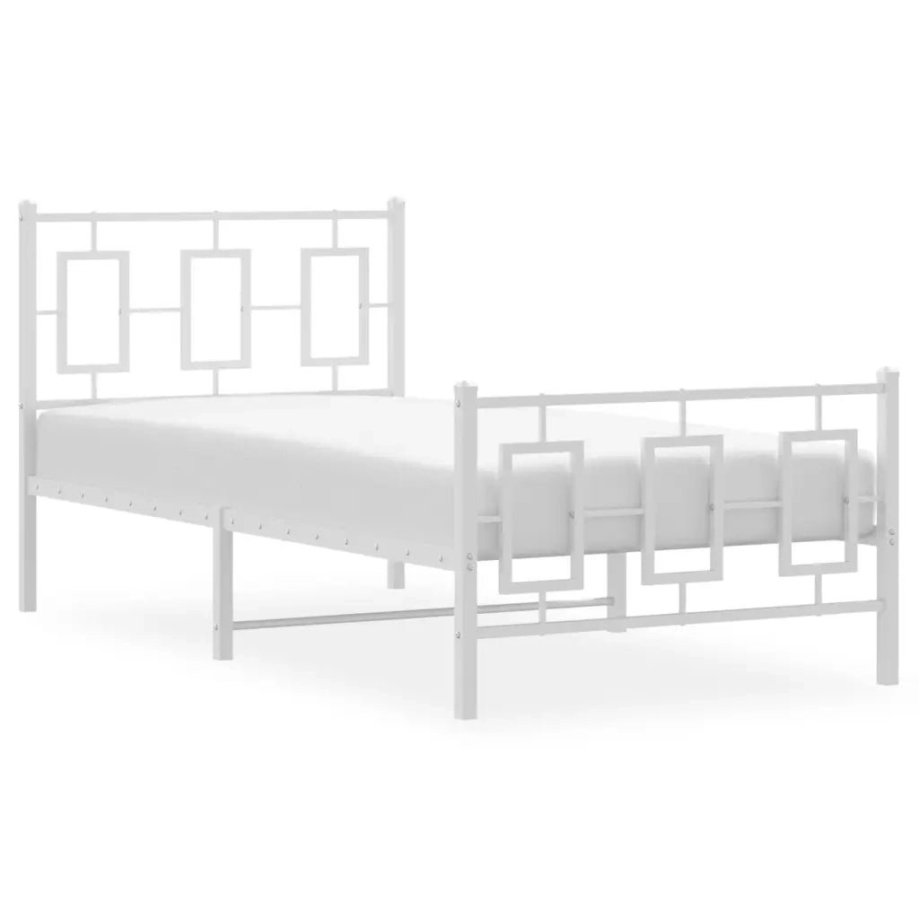 Giroletto con Testiera e Pediera Metallo Bianco 90x200 cm 374301