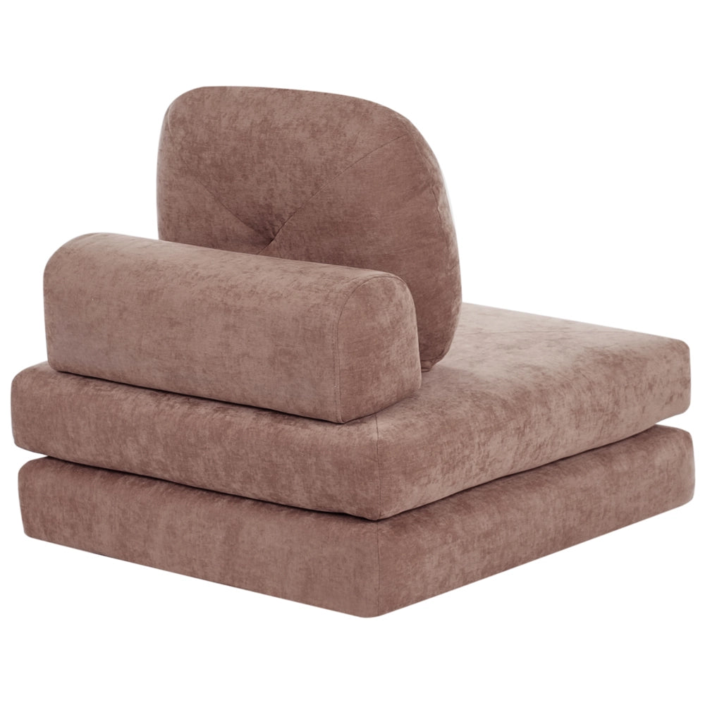 Divano Pouf Letto Marrone Tessuto Rivestimento  di ciniglia Singolo Letto Sedia Pieghevole con Cuscino Design Moderno