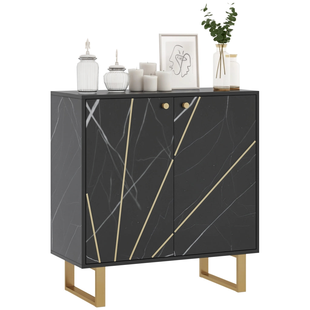 Tavolo da cucina ¨C zephmum ¨C nero, effetto marmo, metallo, 76x35x77 cm