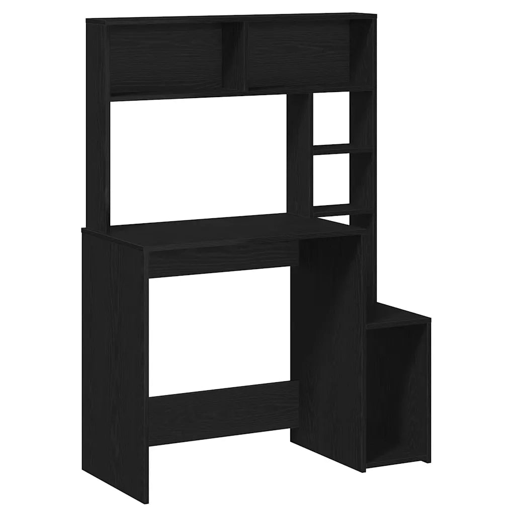 Scrivania | Tavolo da Ufficio con Mensole Nera 100x45x140 cm in Legno Multistrato