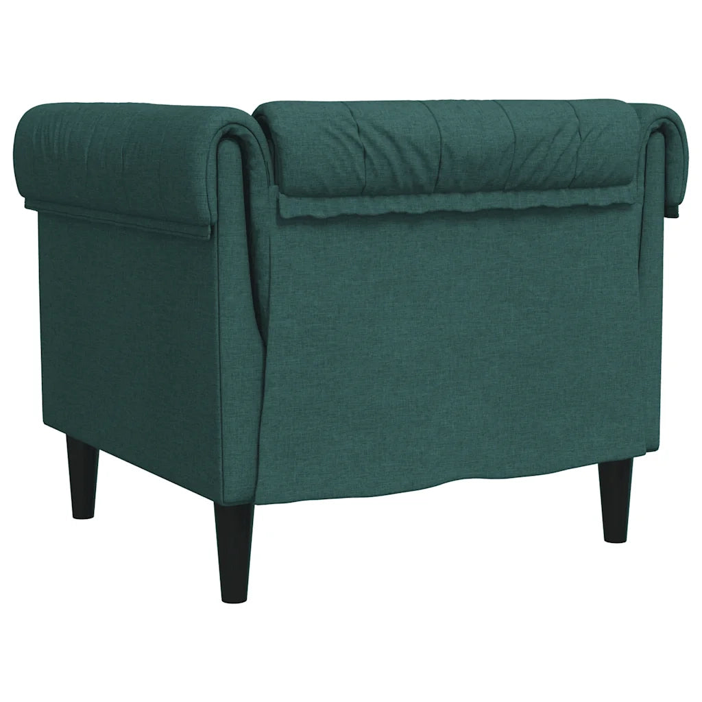 Divano Sedia-Poltrona Chesterfield Verde Scuro in Tessuto